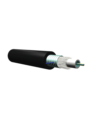 Cable 12 fibras 10/125/250 Monomodo, Exterior, Protección: fleje de acero, LSOH