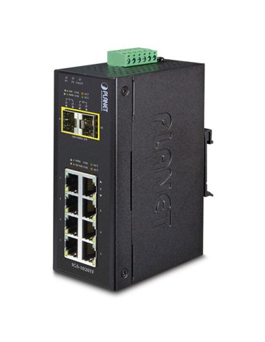 Switch industrial 8 puertos 10/100/1000 + 2xSFP,  IP-30, (-40,+75ºC), 12 a 48 Vdc