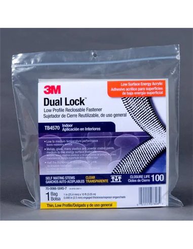 Dual Lock bajo espesor transparente 3m x 25mm