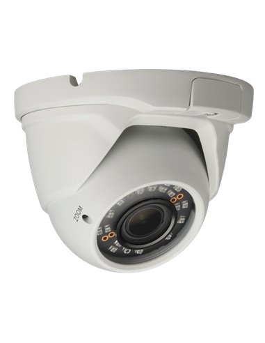 Cámara domo HD 2.1 Mp, 1080p, sensor 1/2.8", lente varifocal 2.7~13.5 mm. IR leds 30 metros. IP66.