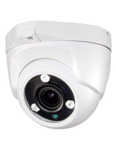 Cámara domo HD 2.0 Mp, 1080p, sensor 1/2.7", lente motorizada 2.7~13.5 mm autofocus, IR 40 metros. IP66.